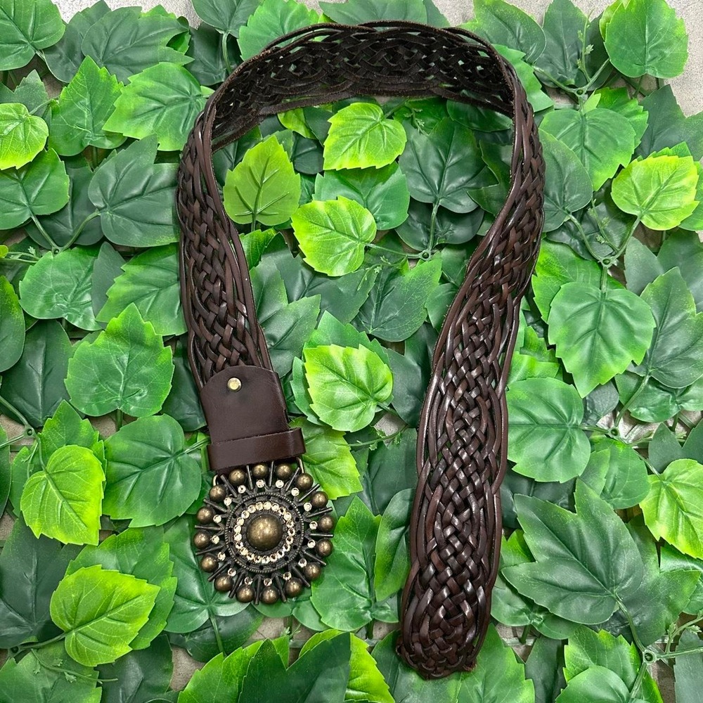 Black & Brown London Genuine Leather Braided Statement Belt